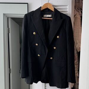 Zara Black Blazer with Gold Buttons